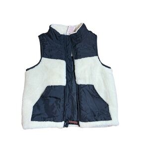 Tommy Bahama|Kids Unisex Cream and Navy Blue Fleece Vest - Size 4T(New)